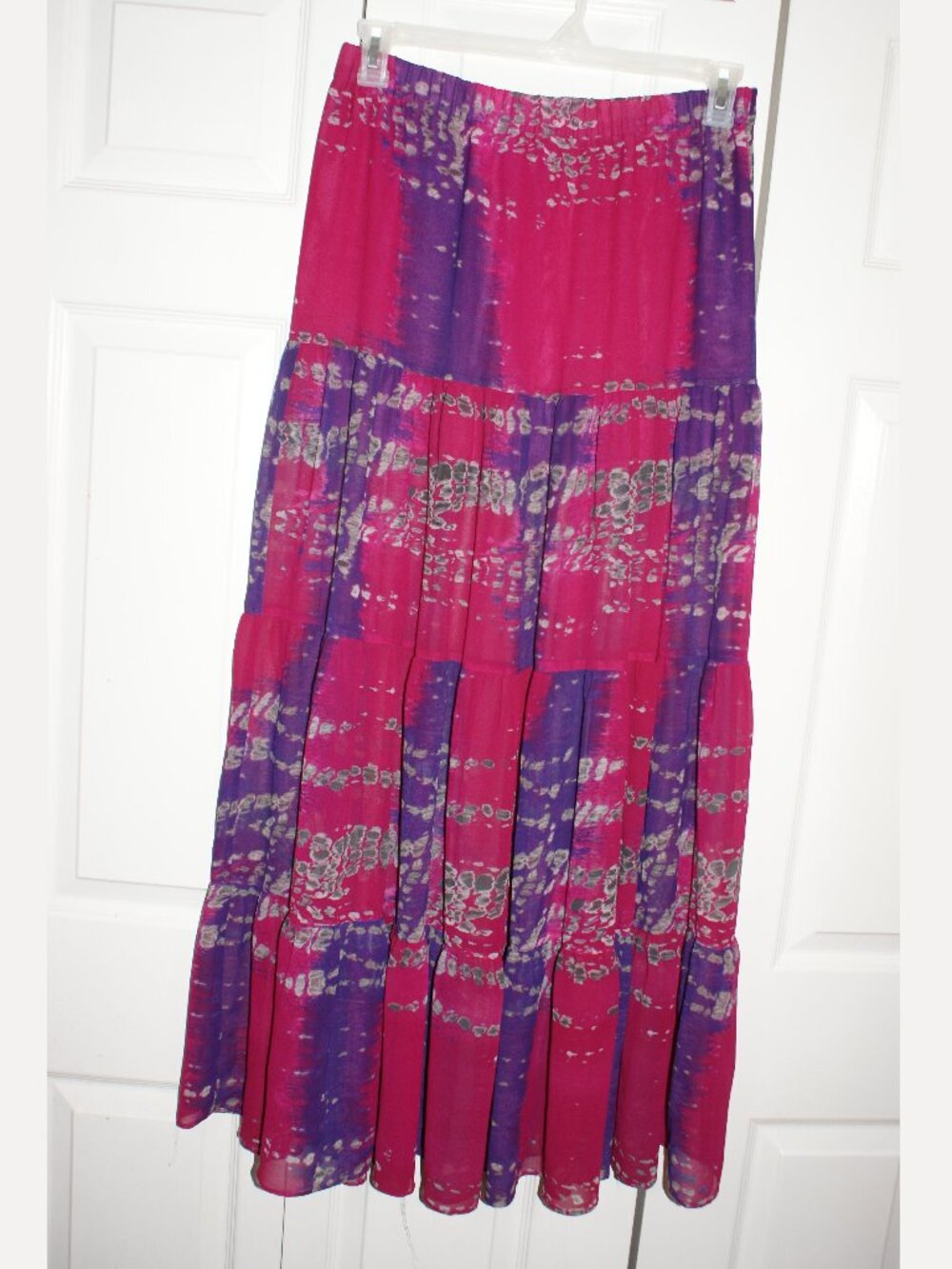 London Jean Victoria Secret Purple Pink Boho Chiffon Sheer Maxi Skirt - 10 EUC